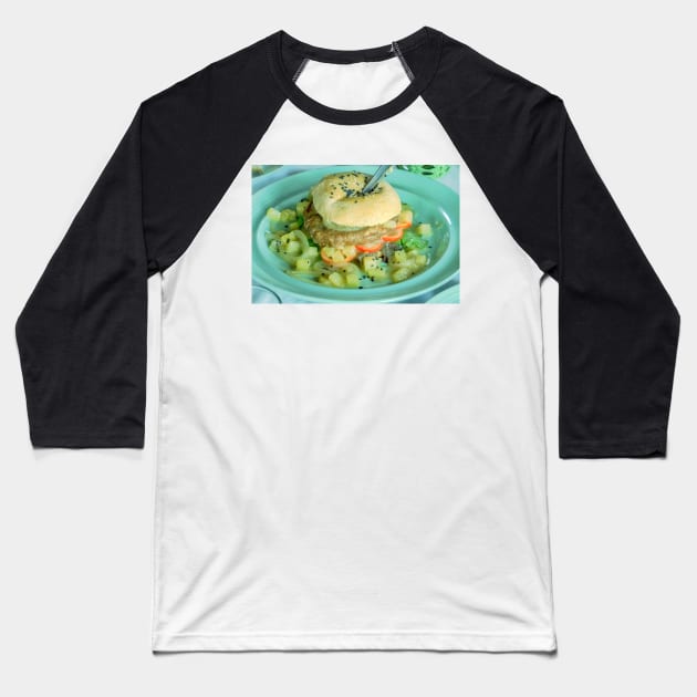 Vegie Burger Baseball T-Shirt by likbatonboot